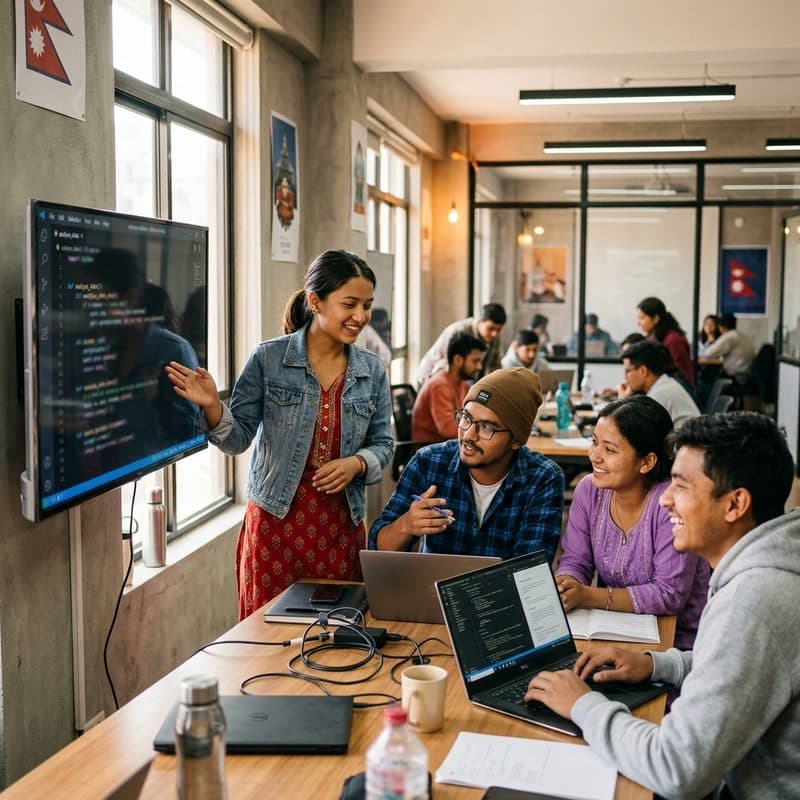 Students in a hands-on IT bootcamp